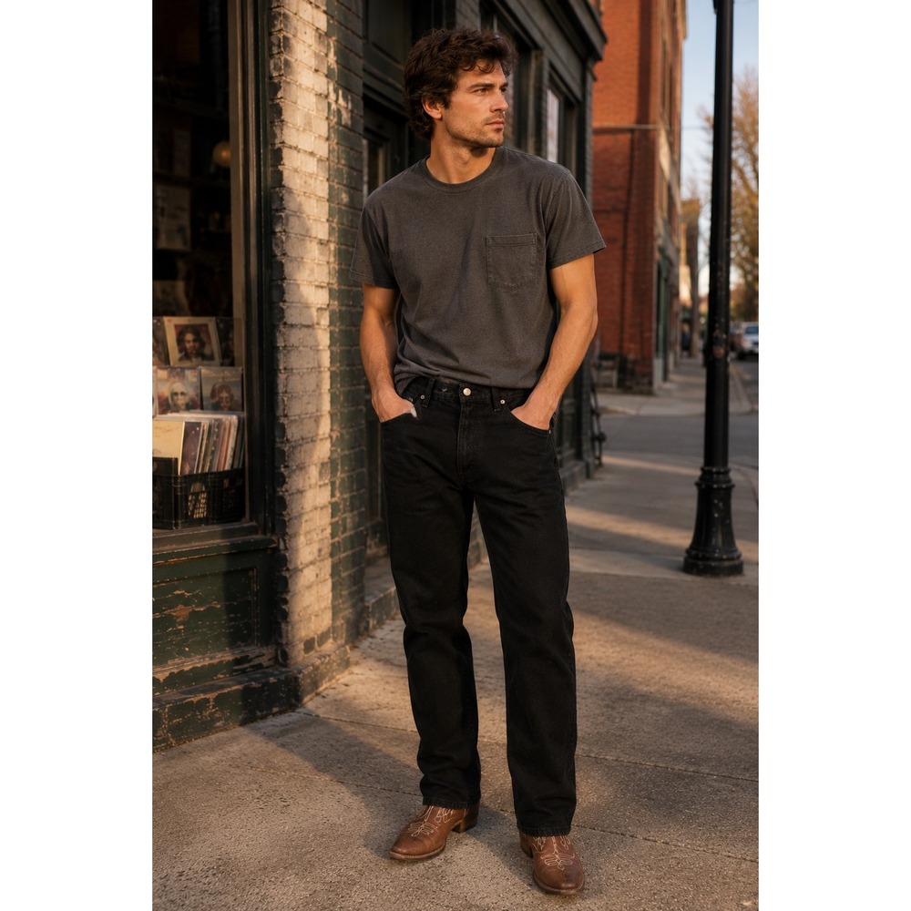Vintage Lee Black Straight Leg Y2K Jeans Men's 32x32 100% Cotton Mexico